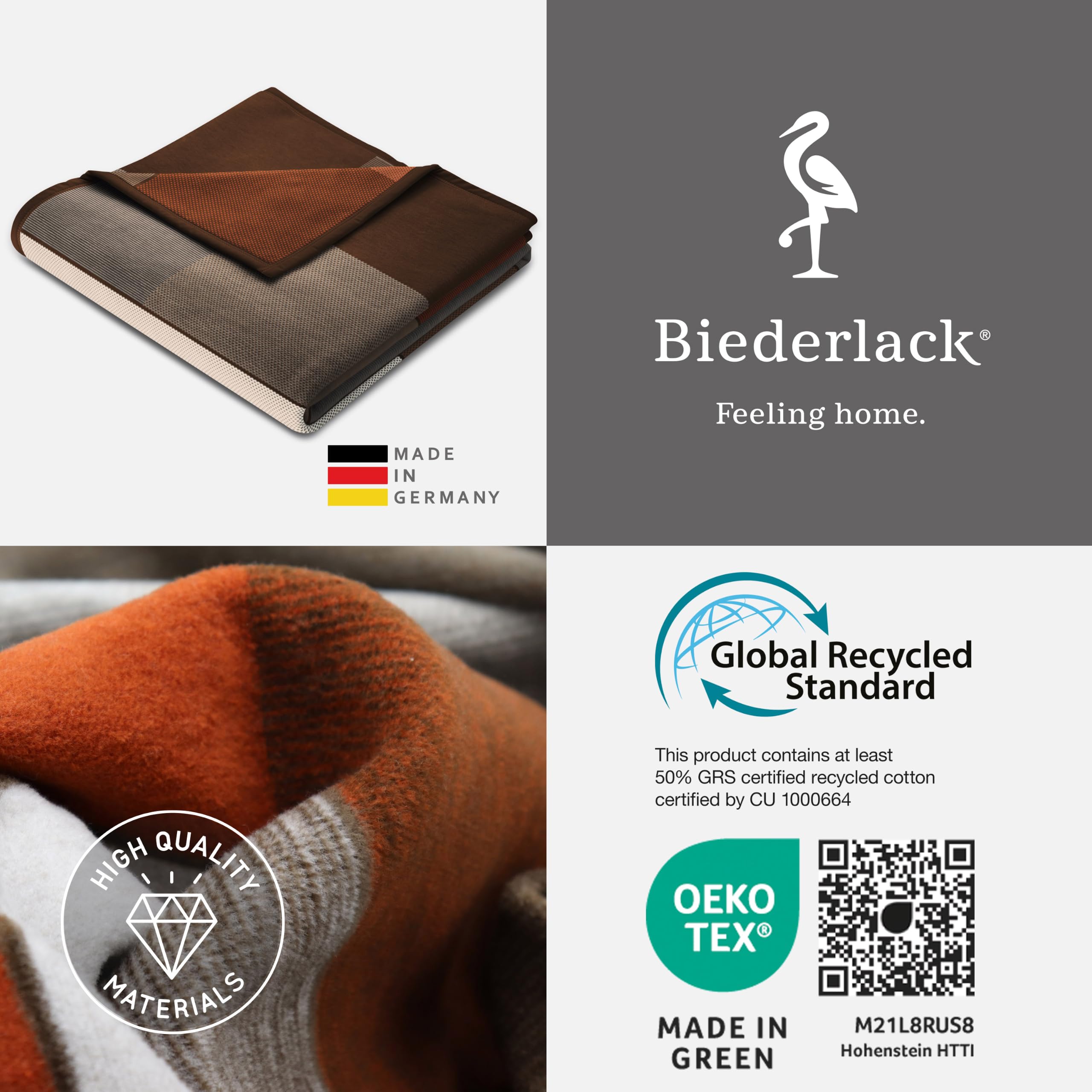 biederlack-brown-squares-kuscheldecke-150x200-cm image 7