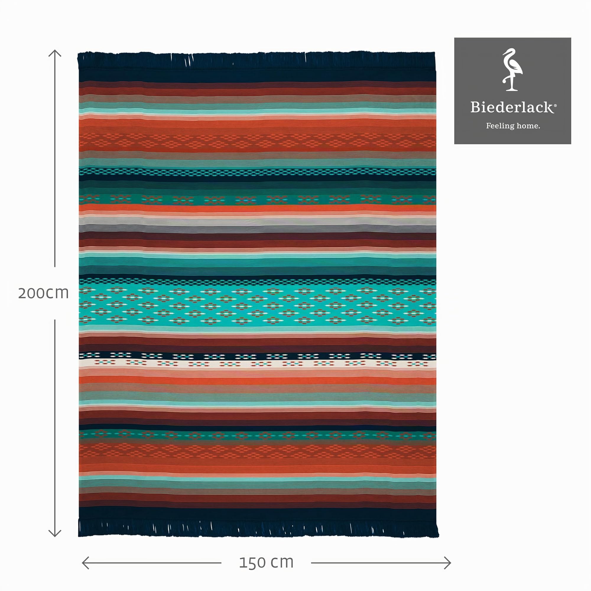 biederlack-kuscheldecke-peru-bunte-fransen-decke-150x200-cm image 2