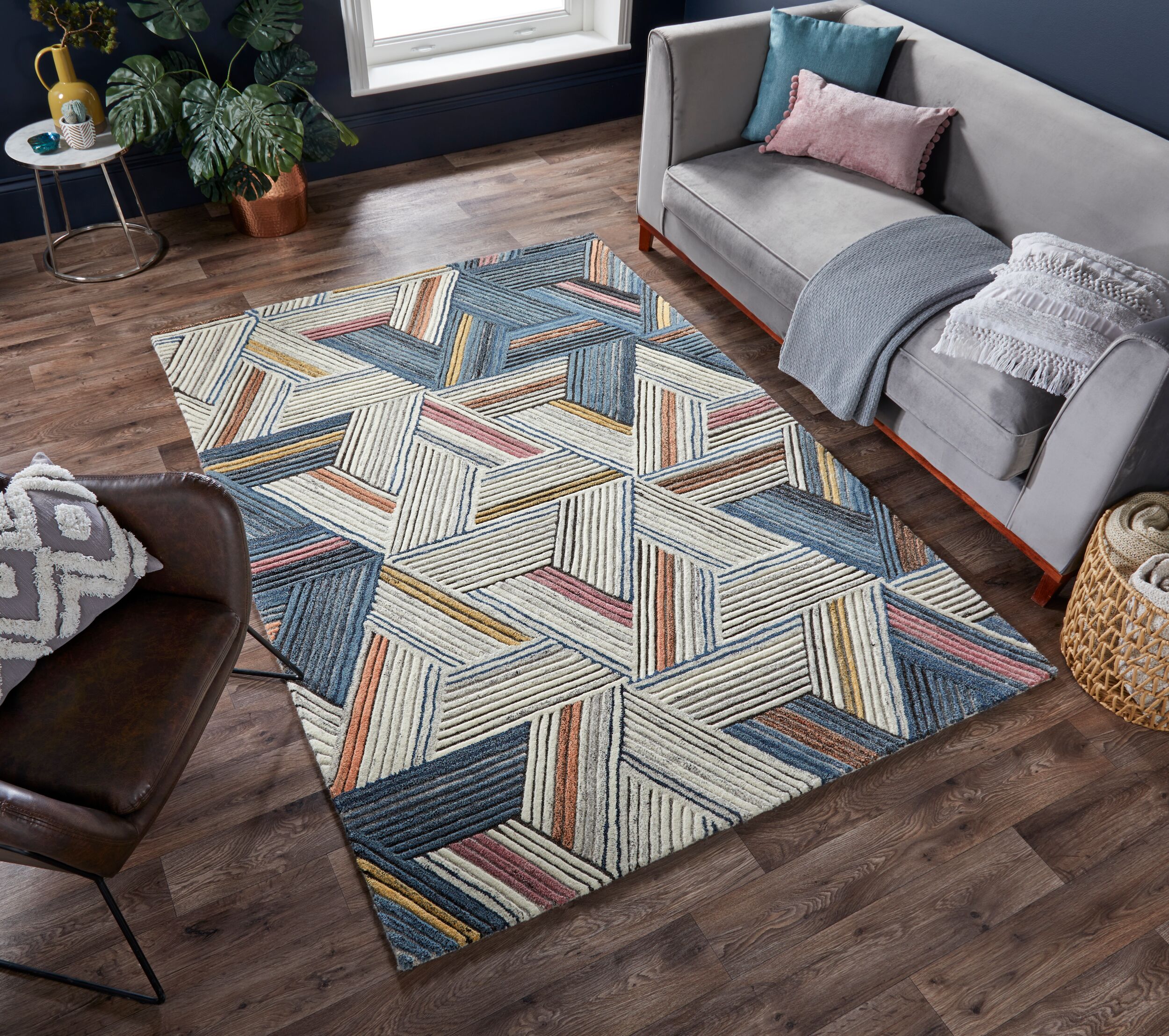 flair-rugs-ortiz-striped-geometric-designteppich image 1