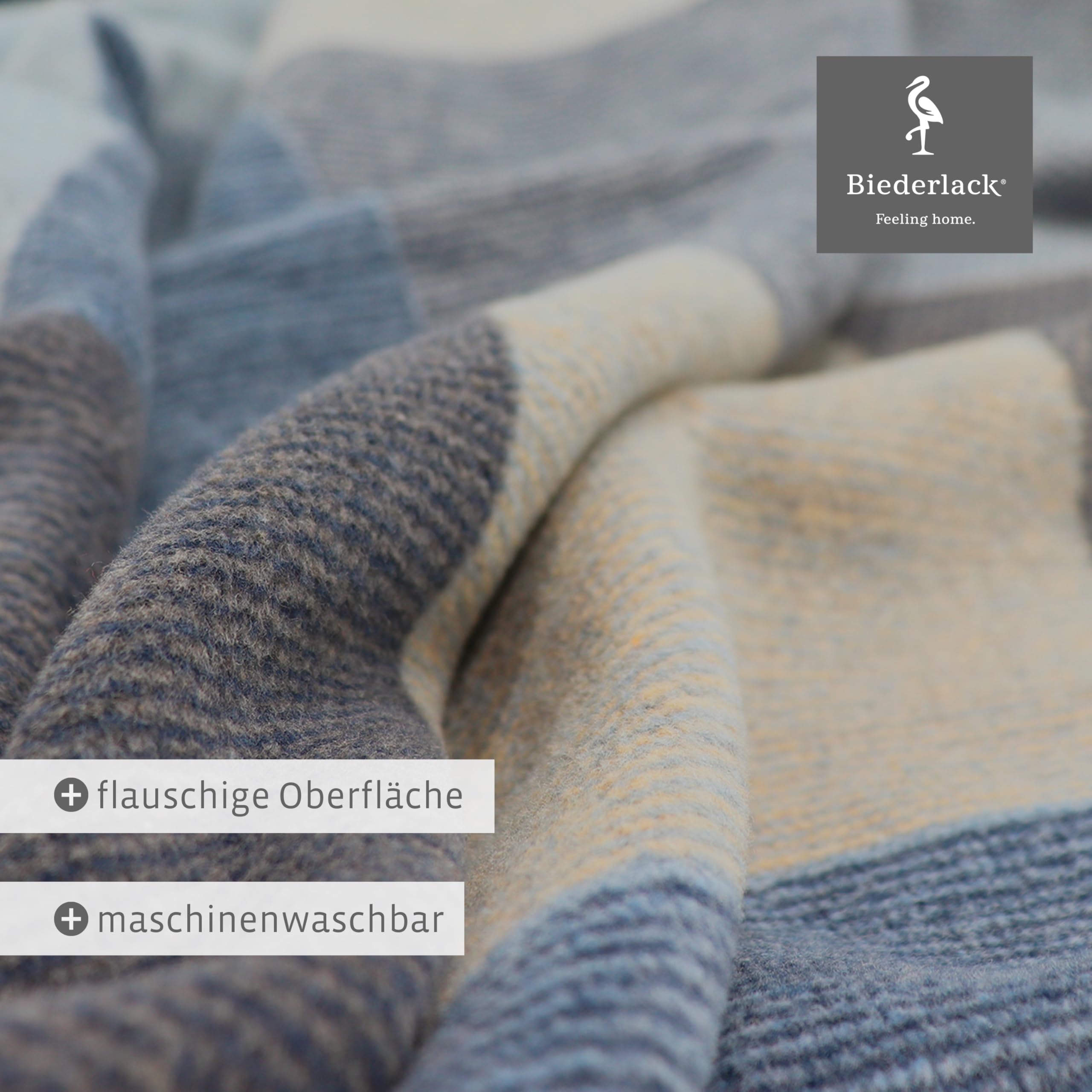 biederlack-pure-cotton-karo-kuscheldecke-blau-150x200-cm image 5