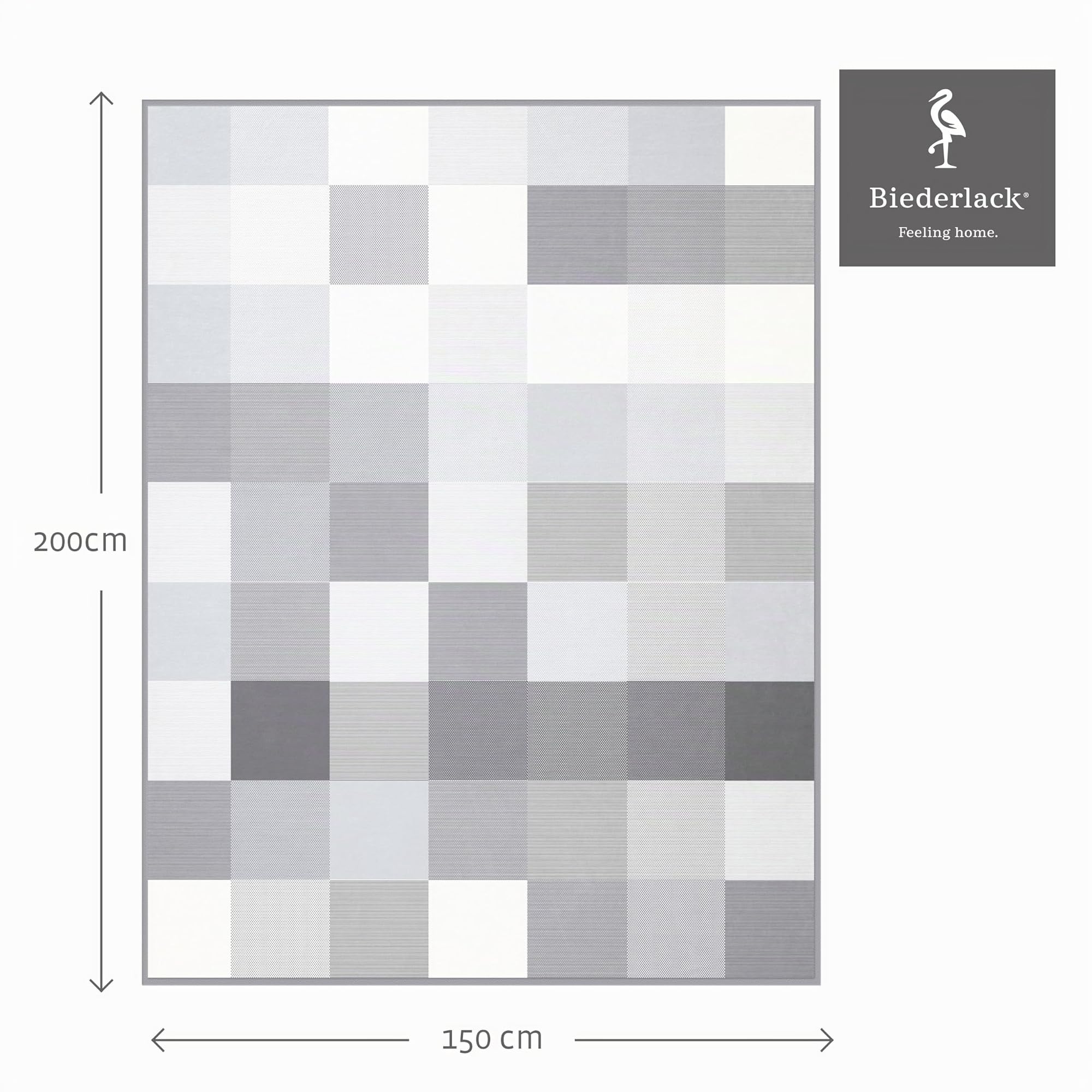biederlack-pure-cotton-karo-grau-kuscheldecke-150x200-cm image 2