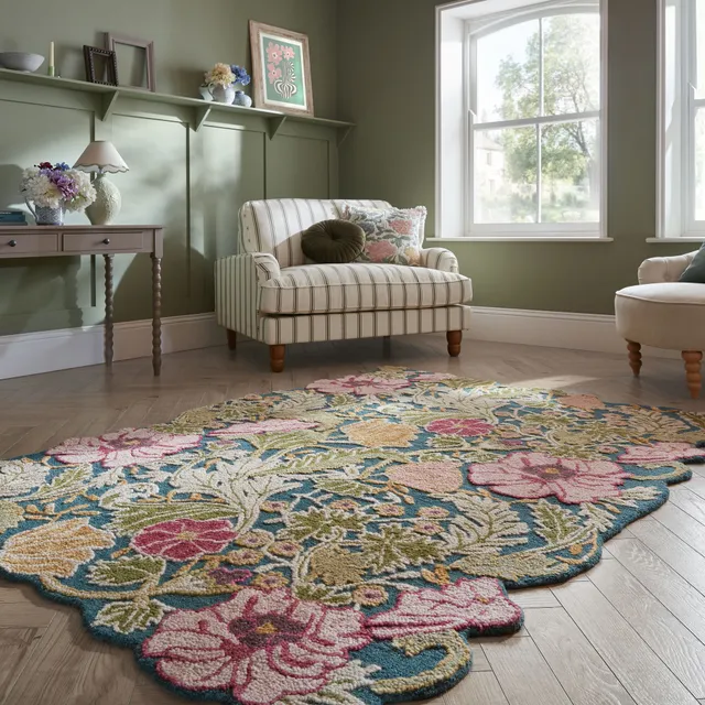 flair-rugs-daphne-shaped-floral-woll-teppich image 1
