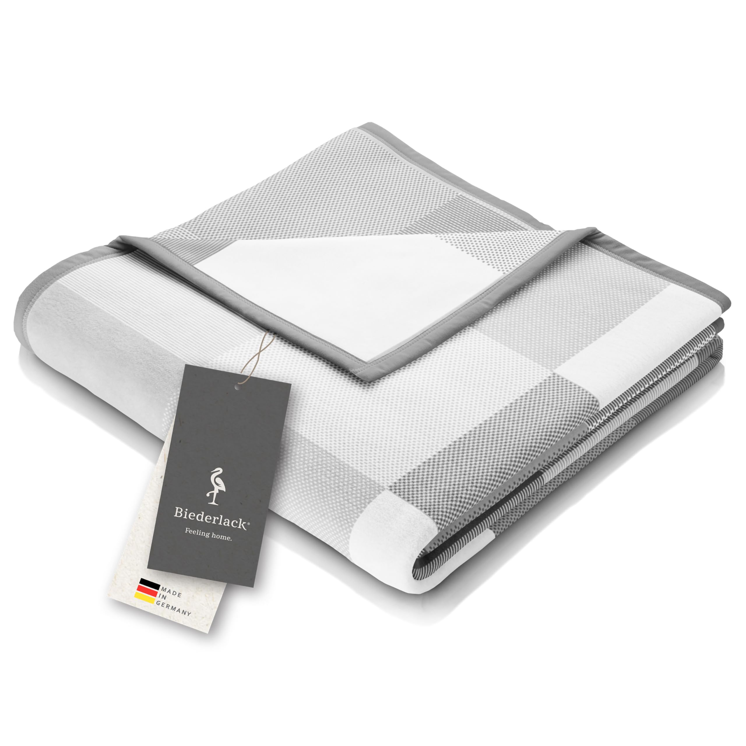 biederlack-pure-cotton-karo-grau-kuscheldecke-150x200-cm image 1