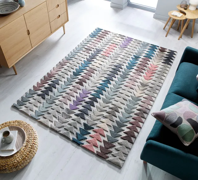 flair-rugs-archer-geometric-wool-multi-wollteppich image 1