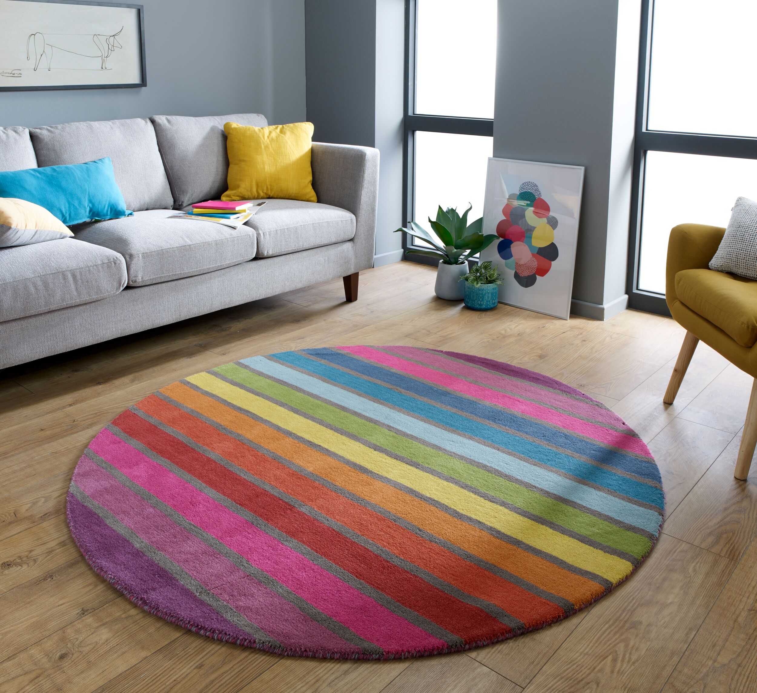 flair-rugs-candy-wool-moderner-streifen-teppich-bunter-wollteppich image 3
