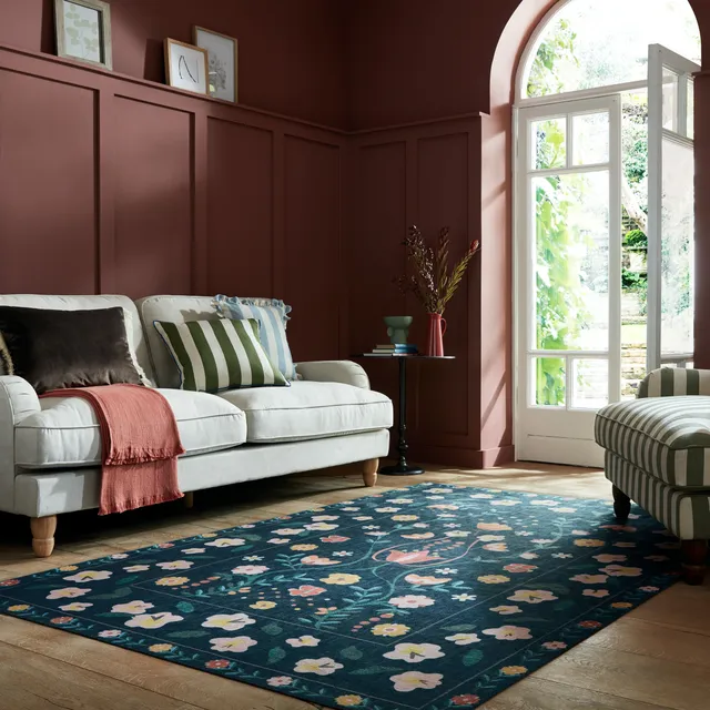 flair-rugs-washable-nordic-floral-2-layer-waschteppich image 1