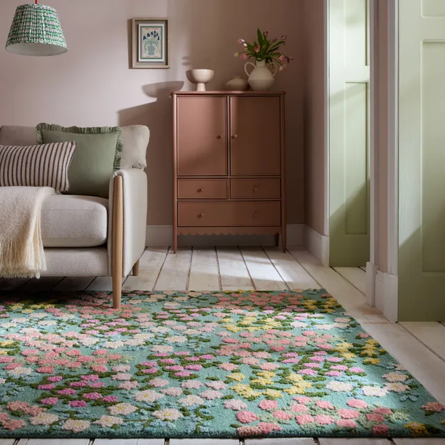 flair-rugs-emilia-wollteppich-floral-blumenteppich-naturfaser image 1
