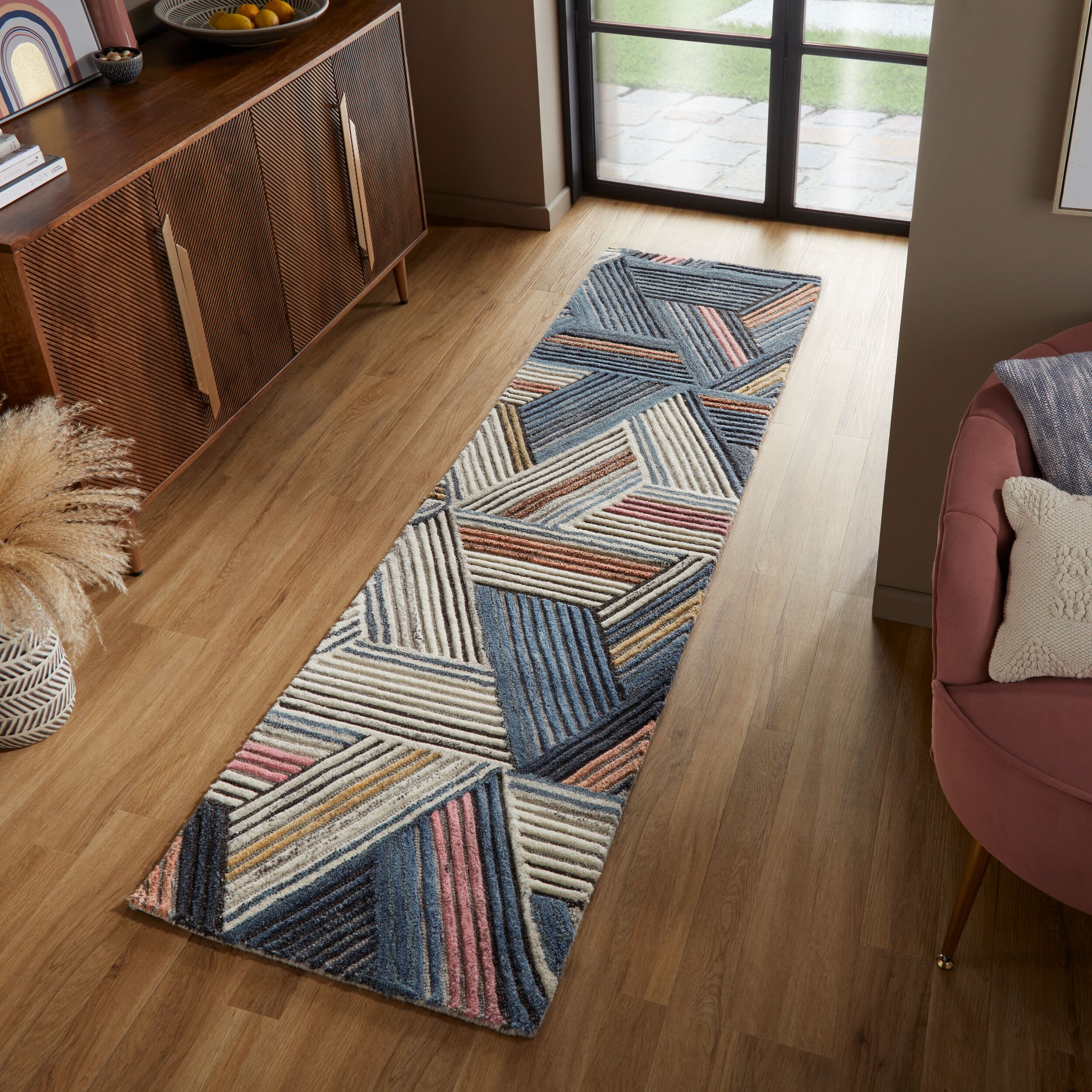 flair-rugs-ortiz-gestreifter-geometrischer-l-ufer image 1