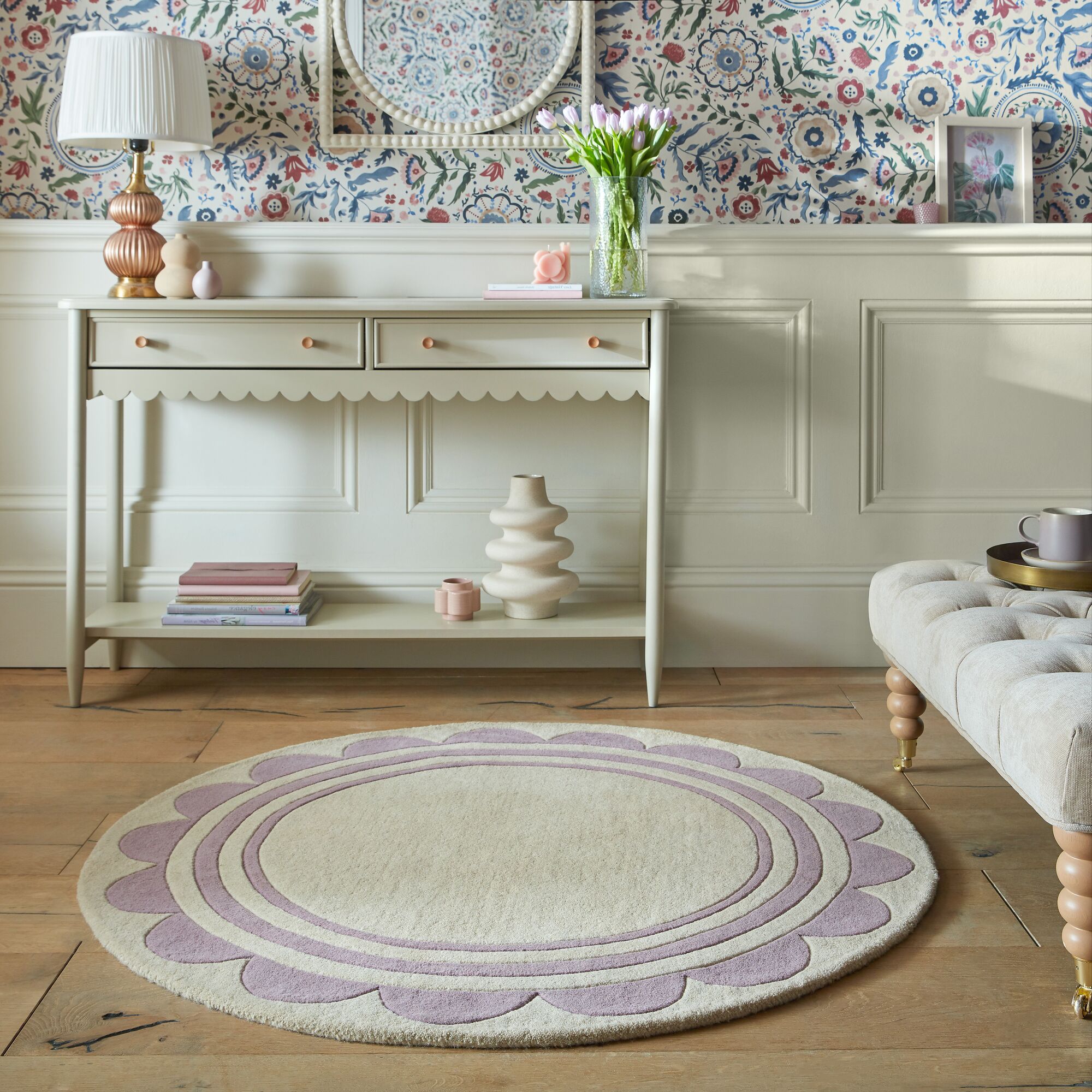 flair-rugs-lois-scallop-border-wollteppich-rund image 5