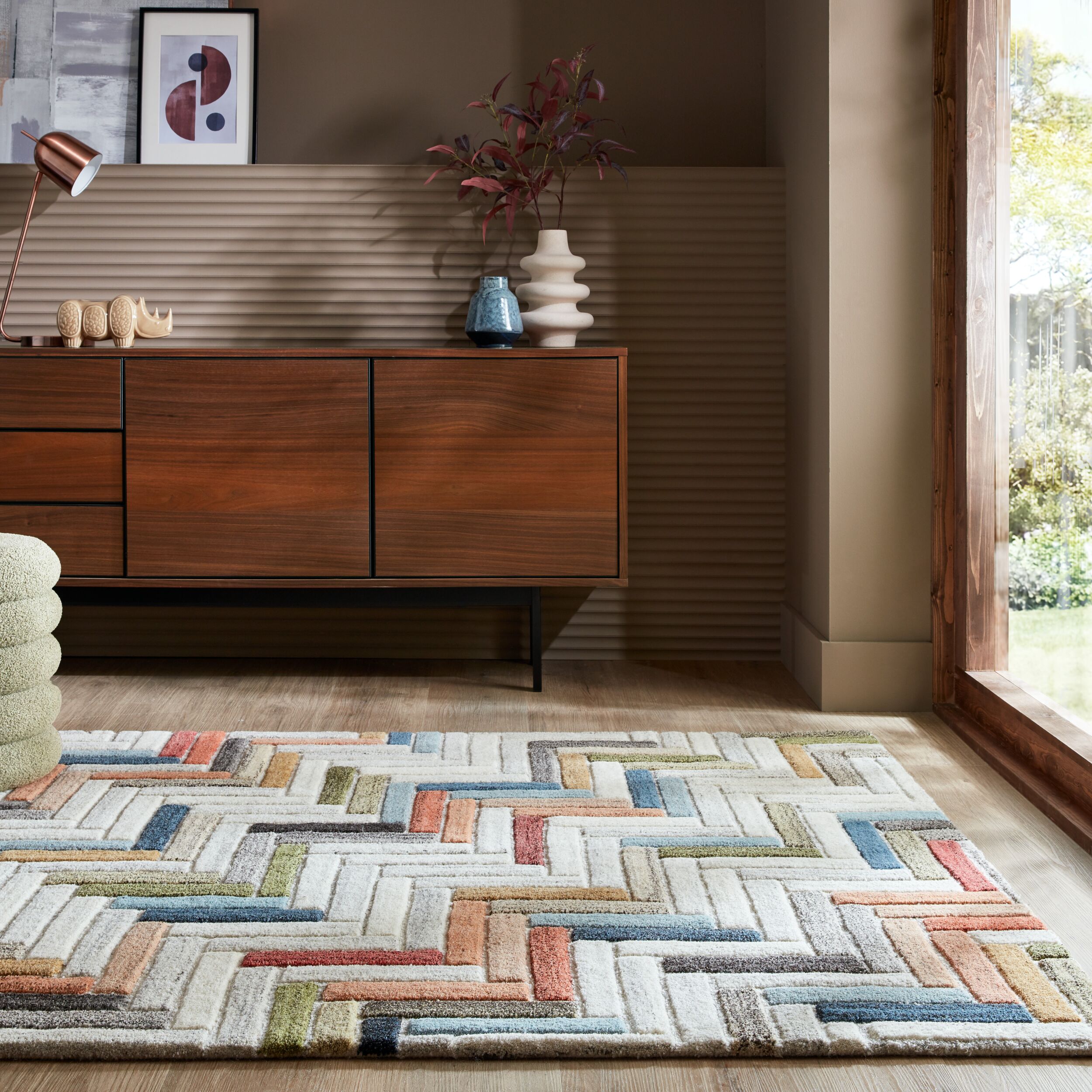 flair-rugs-russo-moderner-geometrischer-wollteppich image 1