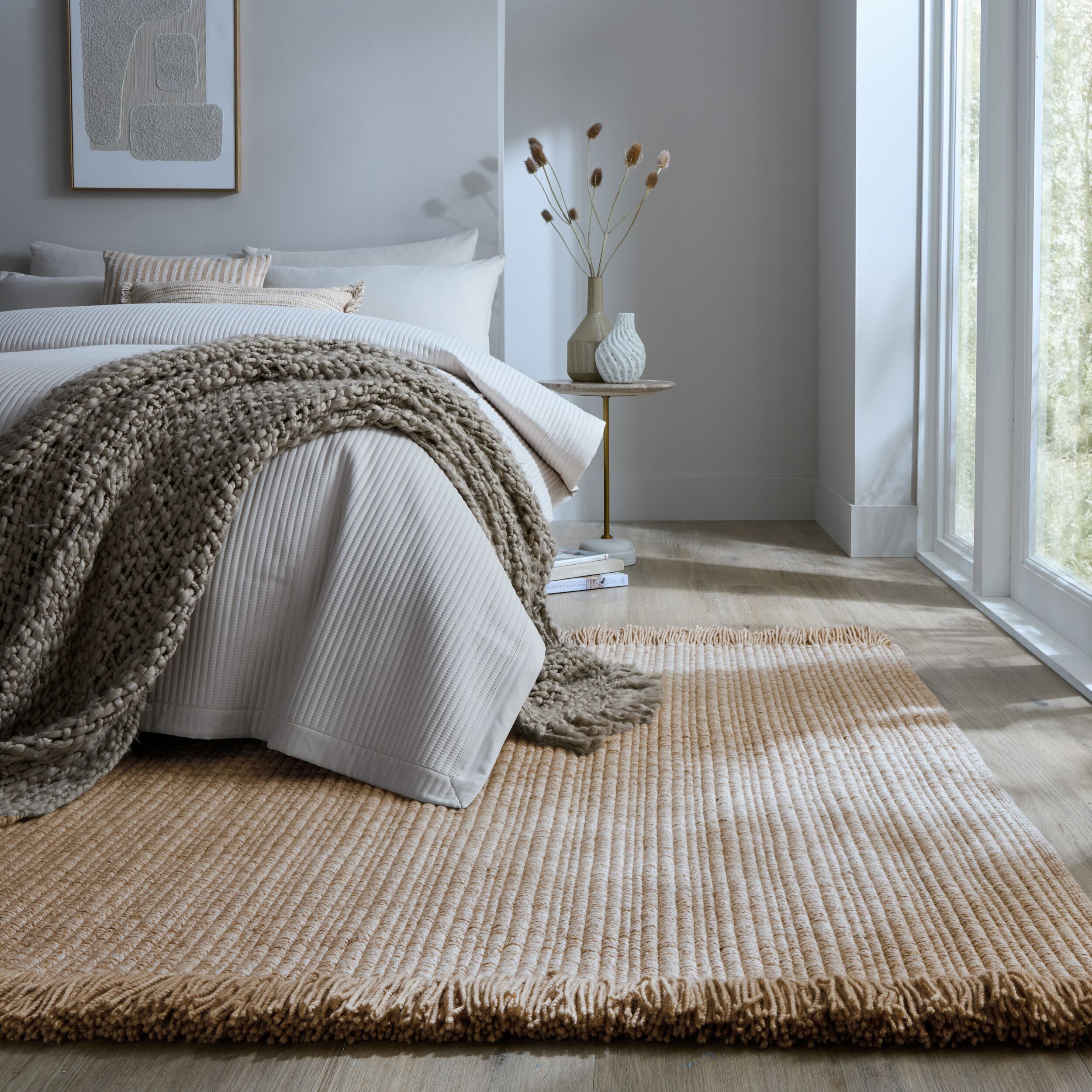 flair-rugs-rene-gerippt-wollteppich-mit-fransen image 1