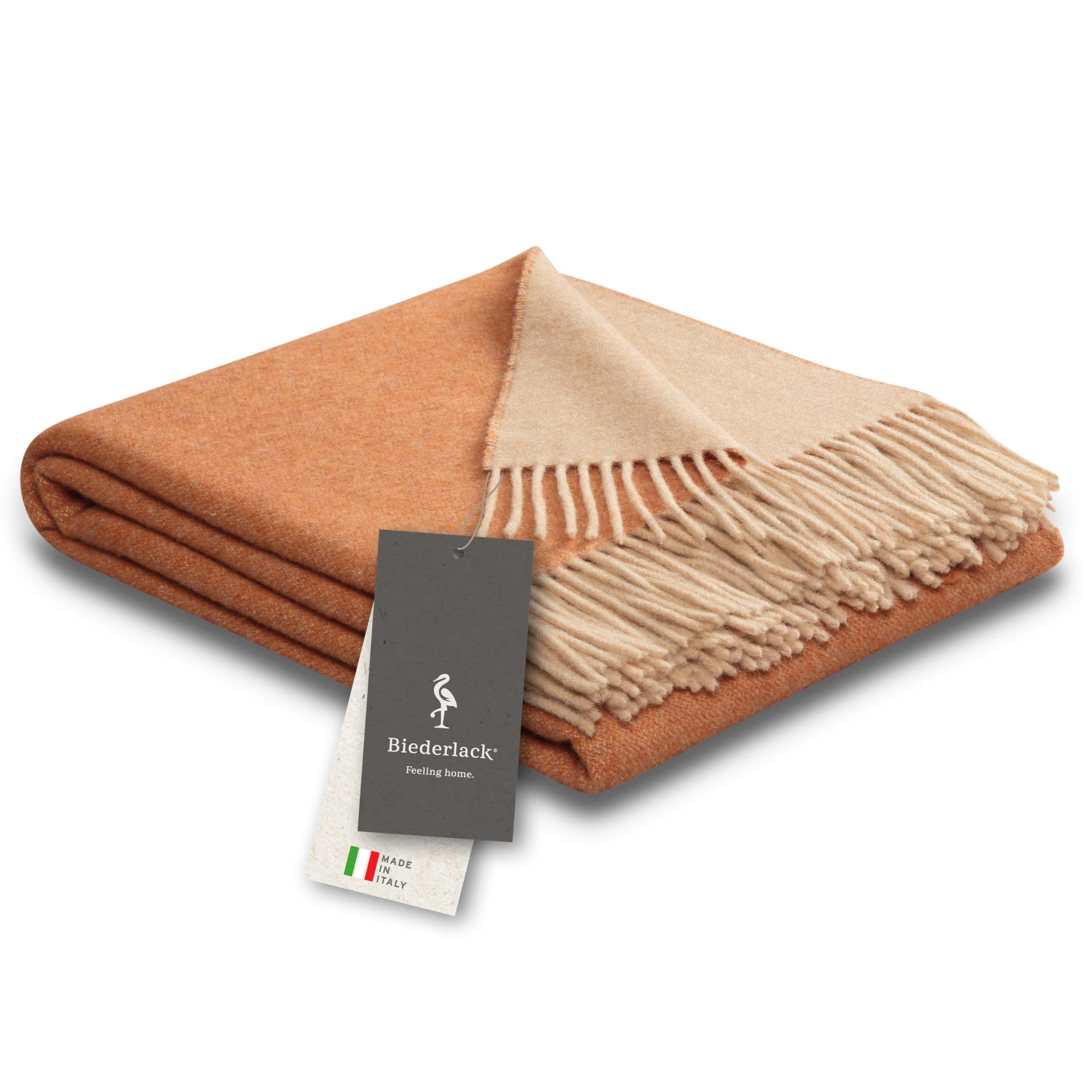 biederlack-wool-mix-orange-sand-plaid-130x170-cm image 1