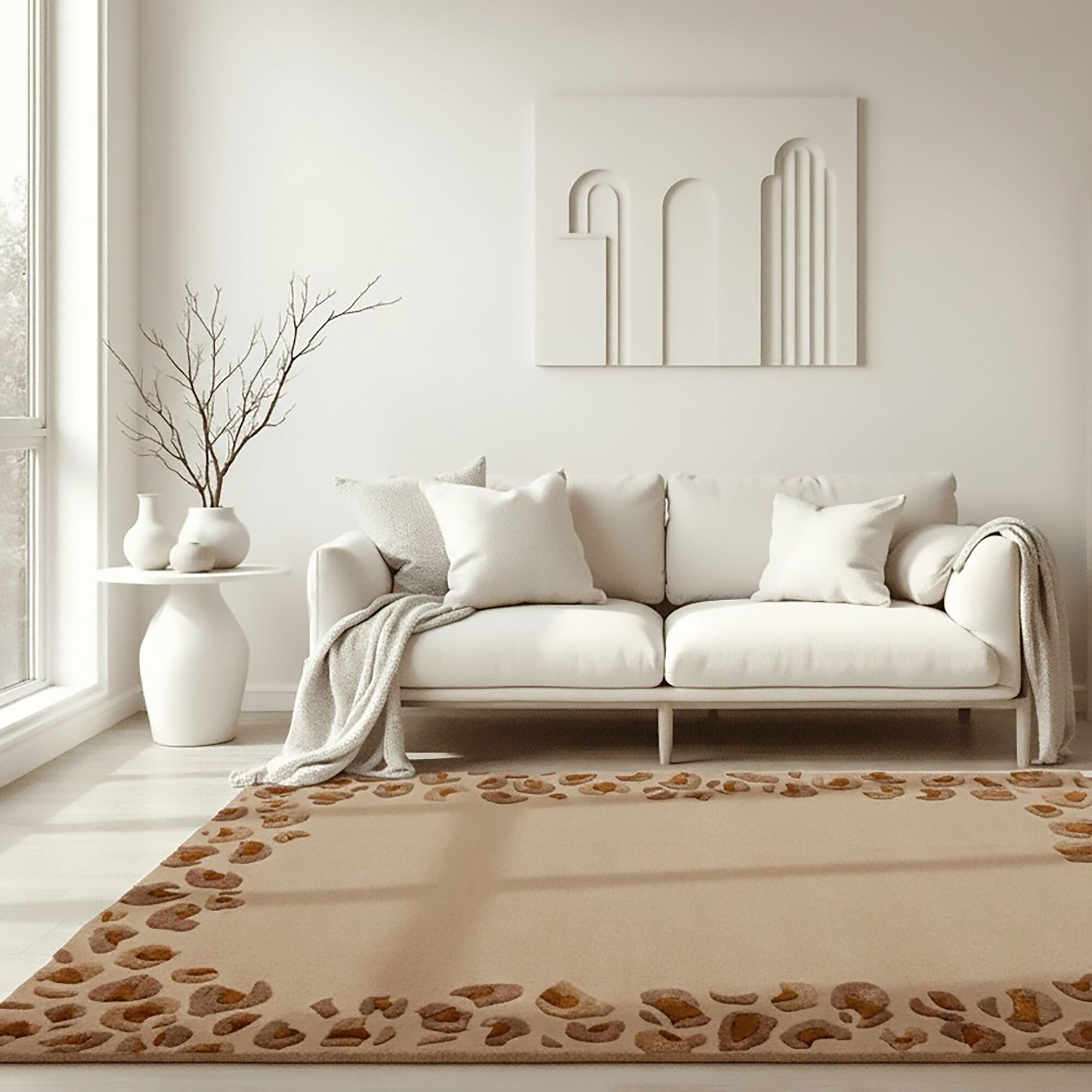 flair-rugs-leopard-frame-wollmisch-teppich image 1