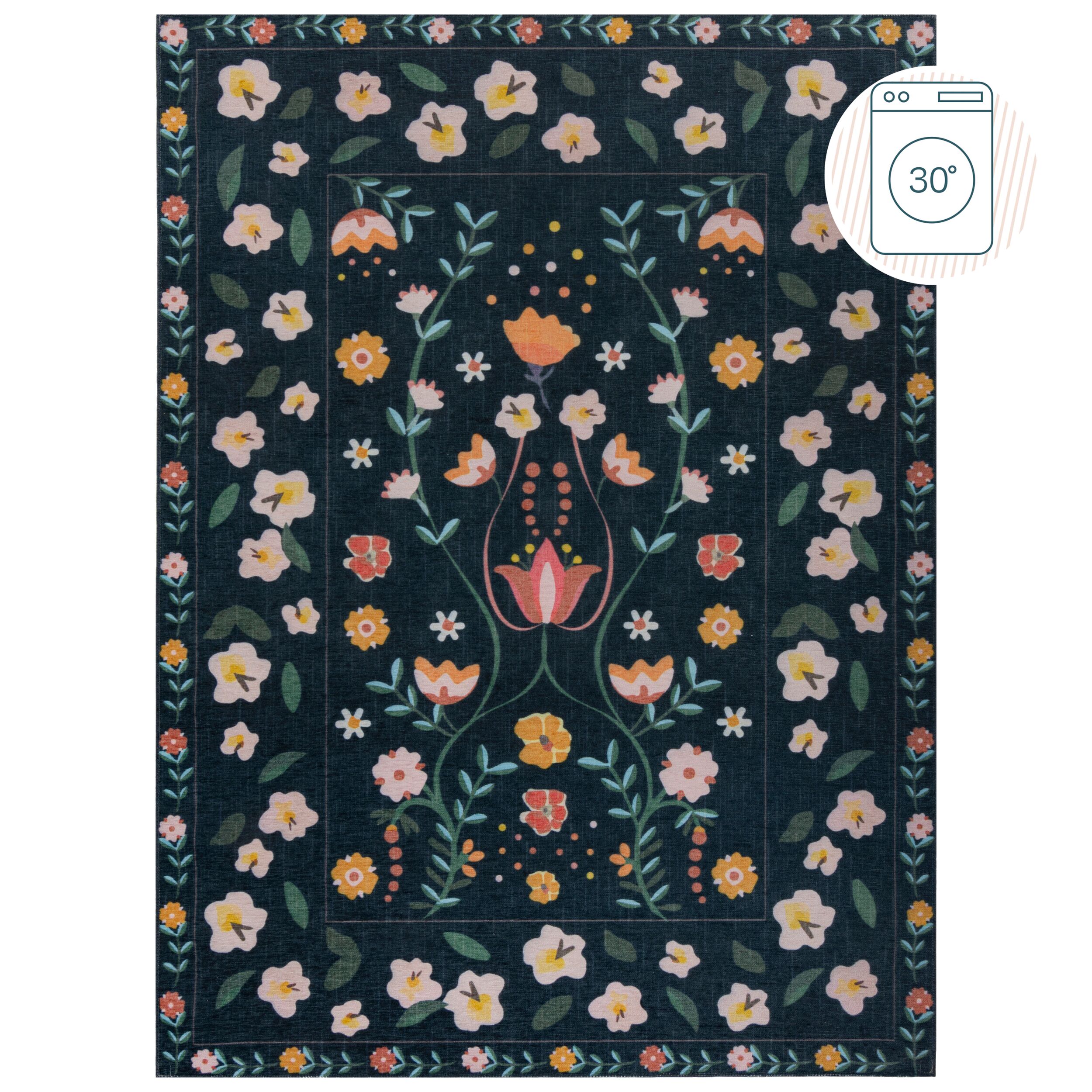 flair-rugs-washable-nordic-floral-2-layer-waschteppich image 2