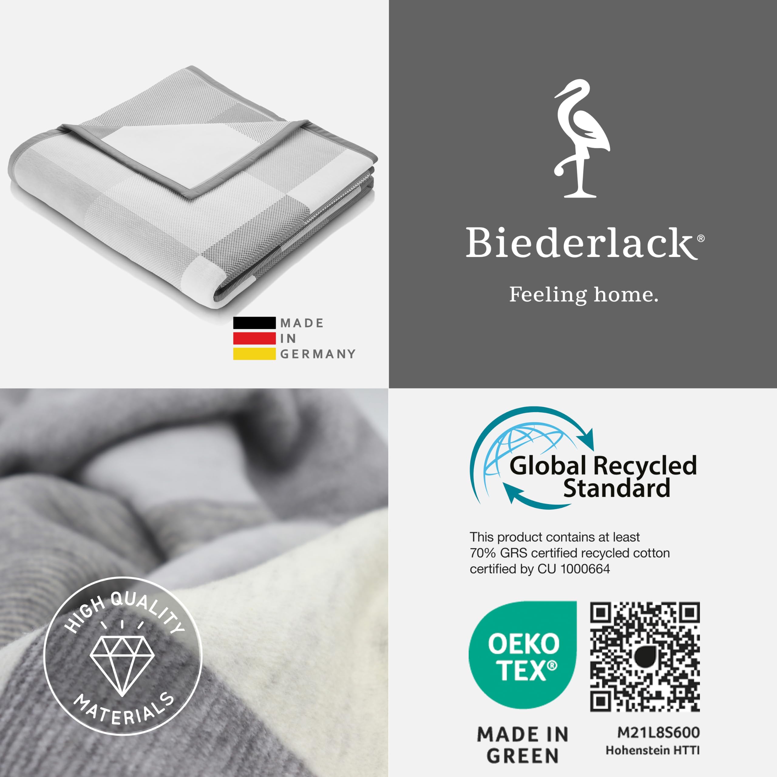 biederlack-pure-cotton-karo-grau-kuscheldecke-150x200-cm image 6