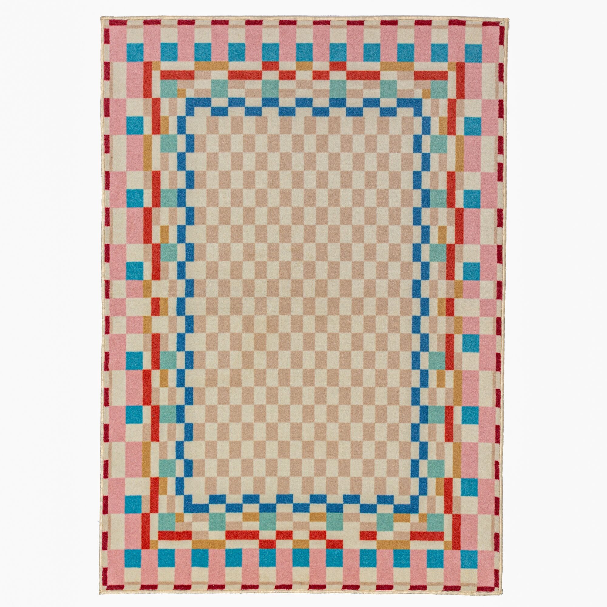 flair-rugs-checkered-border-wollmix-teppich image 2