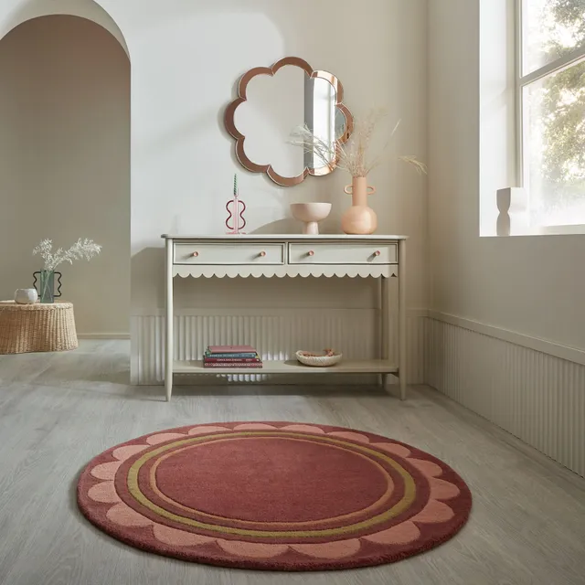 flair-rugs-lois-scallop-border-wollteppich-rund image 1