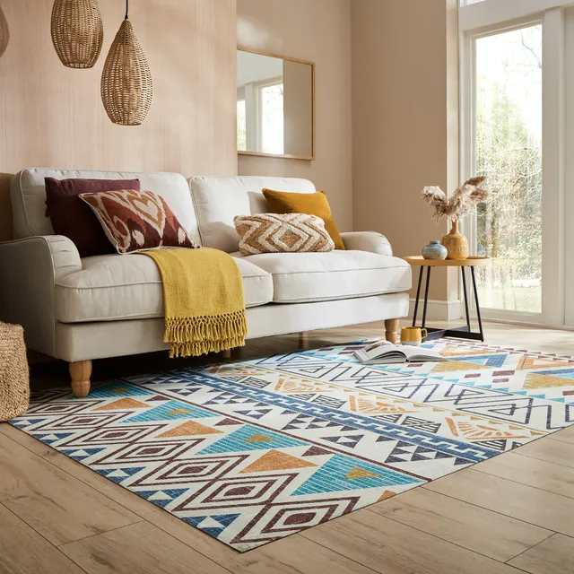 flair-rugs-lyle-aztec-2-lagen-waschbarer-teppich image 1