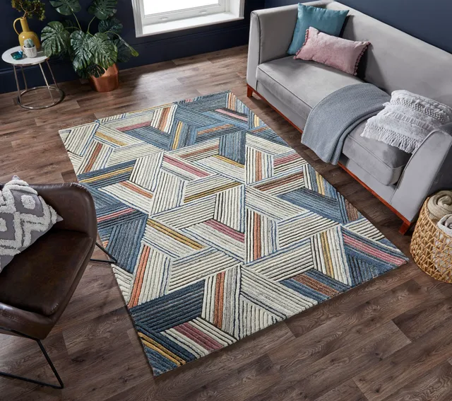 flair-rugs-ortiz-striped-geometric-designteppich image 1