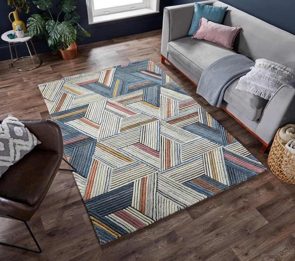 flair-rugs-ortiz-striped-geometric-designteppich image 1