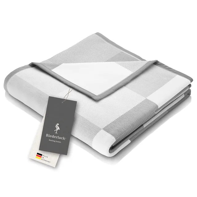 biederlack-pure-cotton-karo-grau-kuscheldecke-150x200-cm image 1
