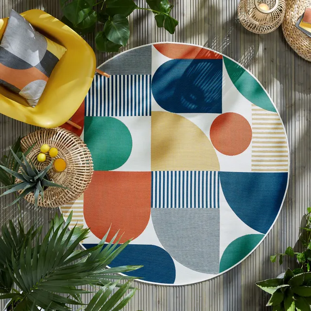 flair-rugs-geo-fusion-runder-indoor-outdoor-teppich image 1