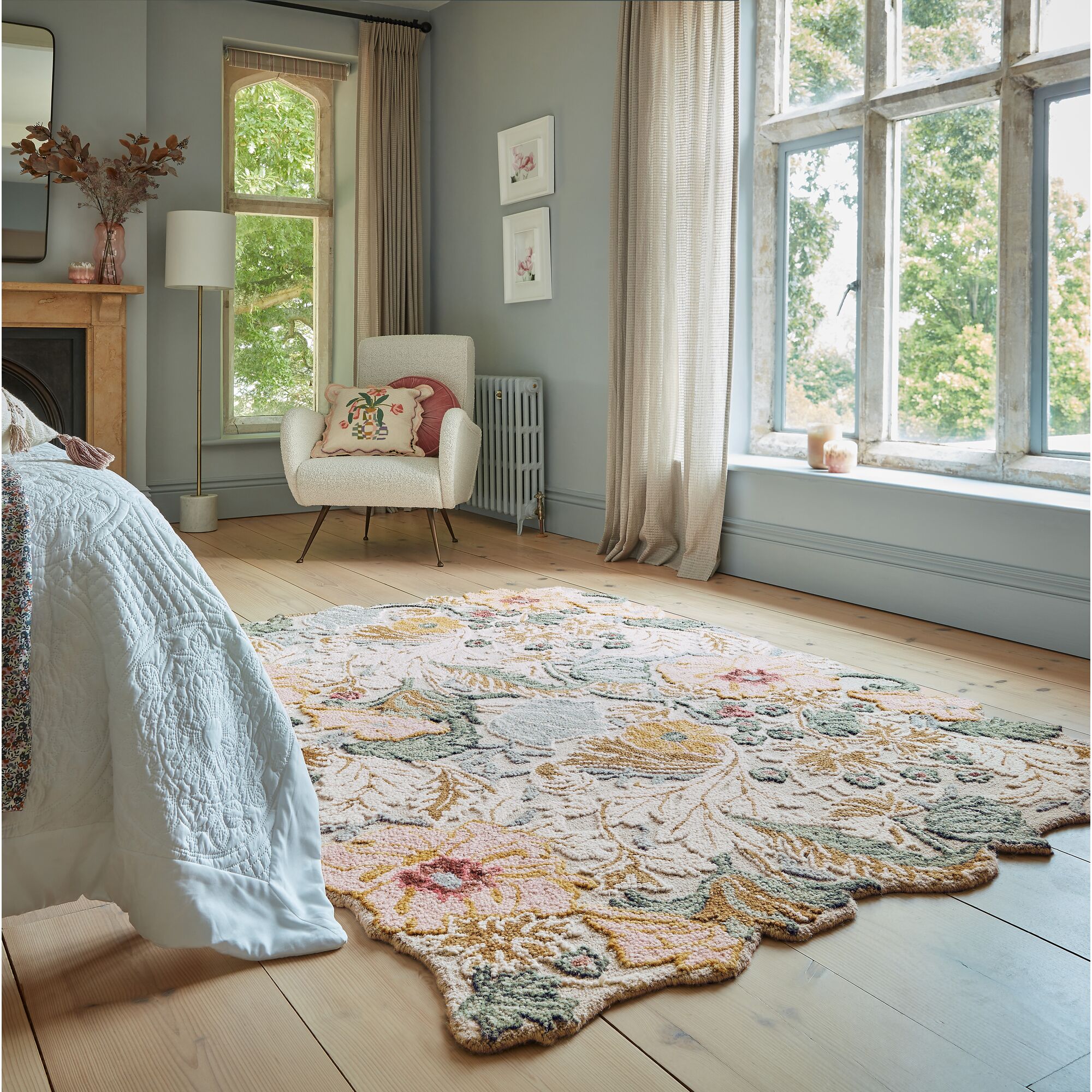 flair-rugs-daphne-shaped-floral-woll-teppich image 3