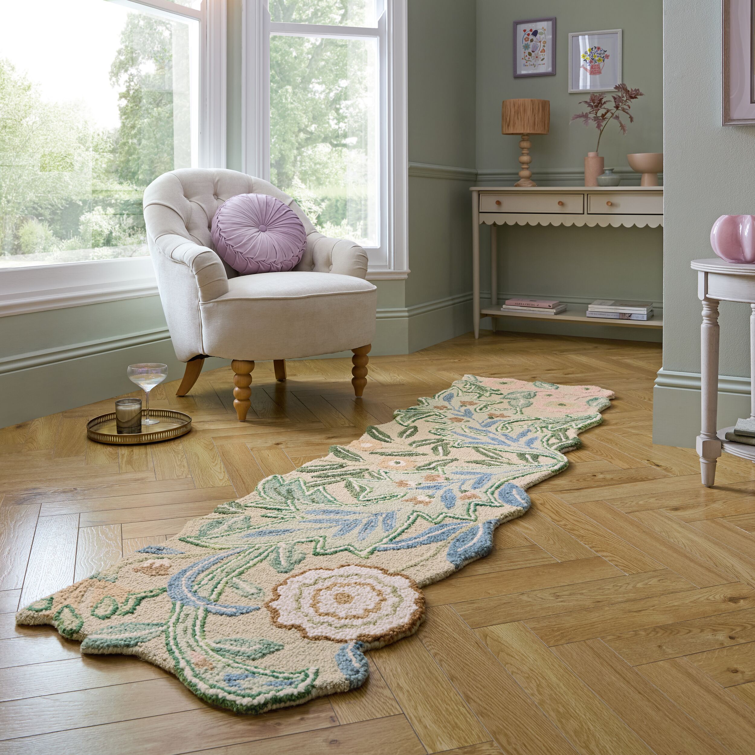 flair-rugs-bryony-shaped-floral-wool-runner-woll-l-ufer-spezialform image 1