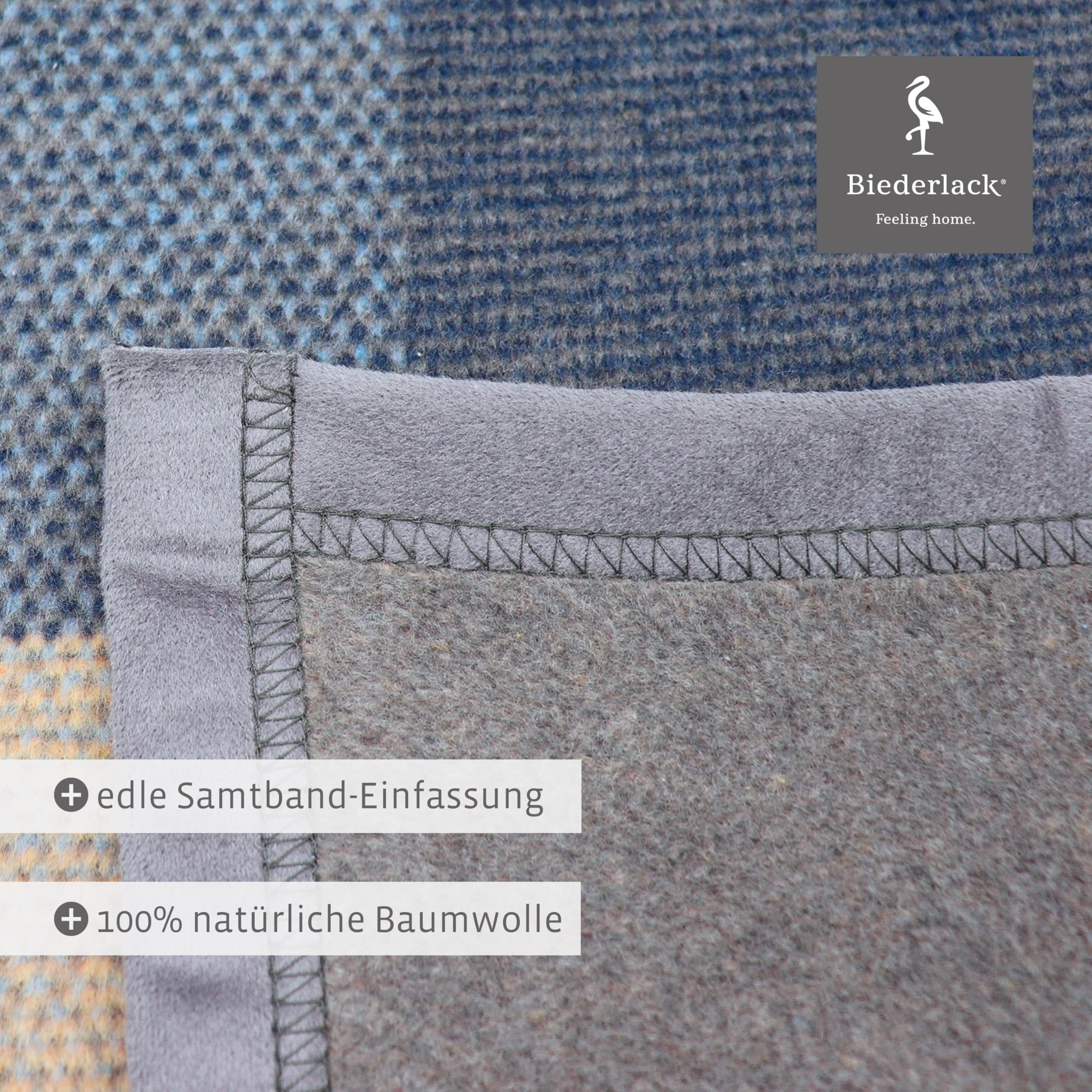 biederlack-pure-cotton-karo-kuscheldecke-blau-150x200-cm image 6