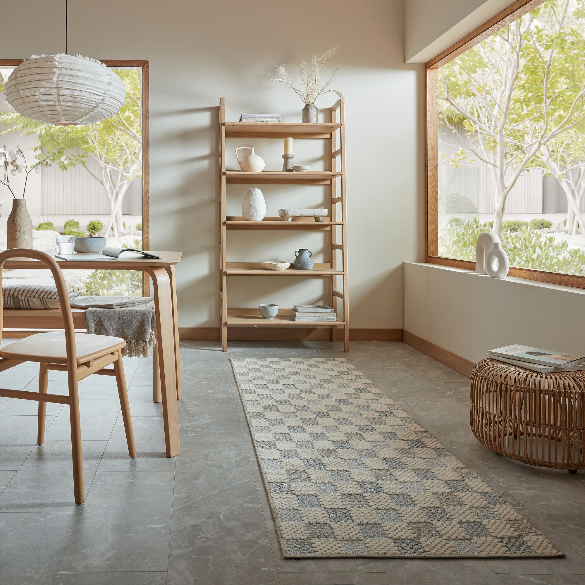 flair-rugs-muted-checkerboard-waschbarer-teppichl-ufer image 3