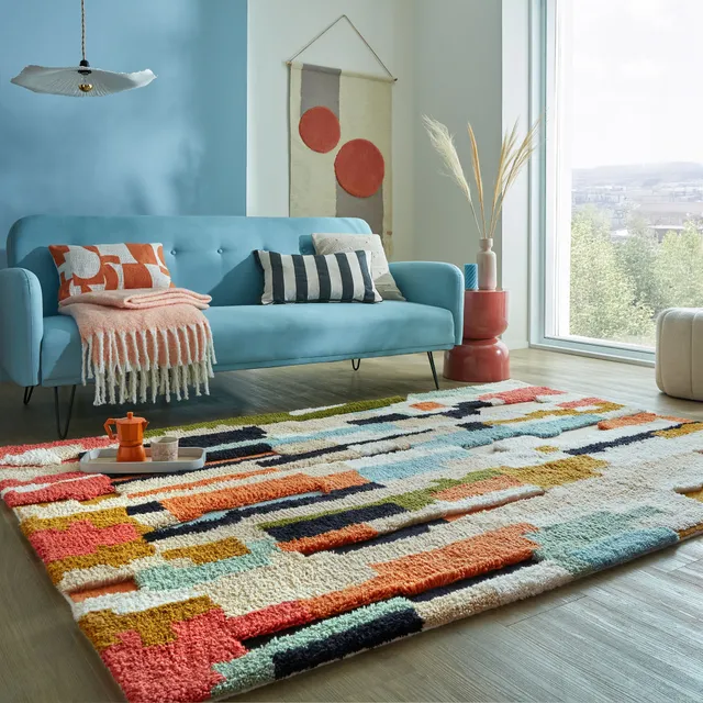 flair-rugs-zagora-geometric-shaggy-wolle-teppich image 1