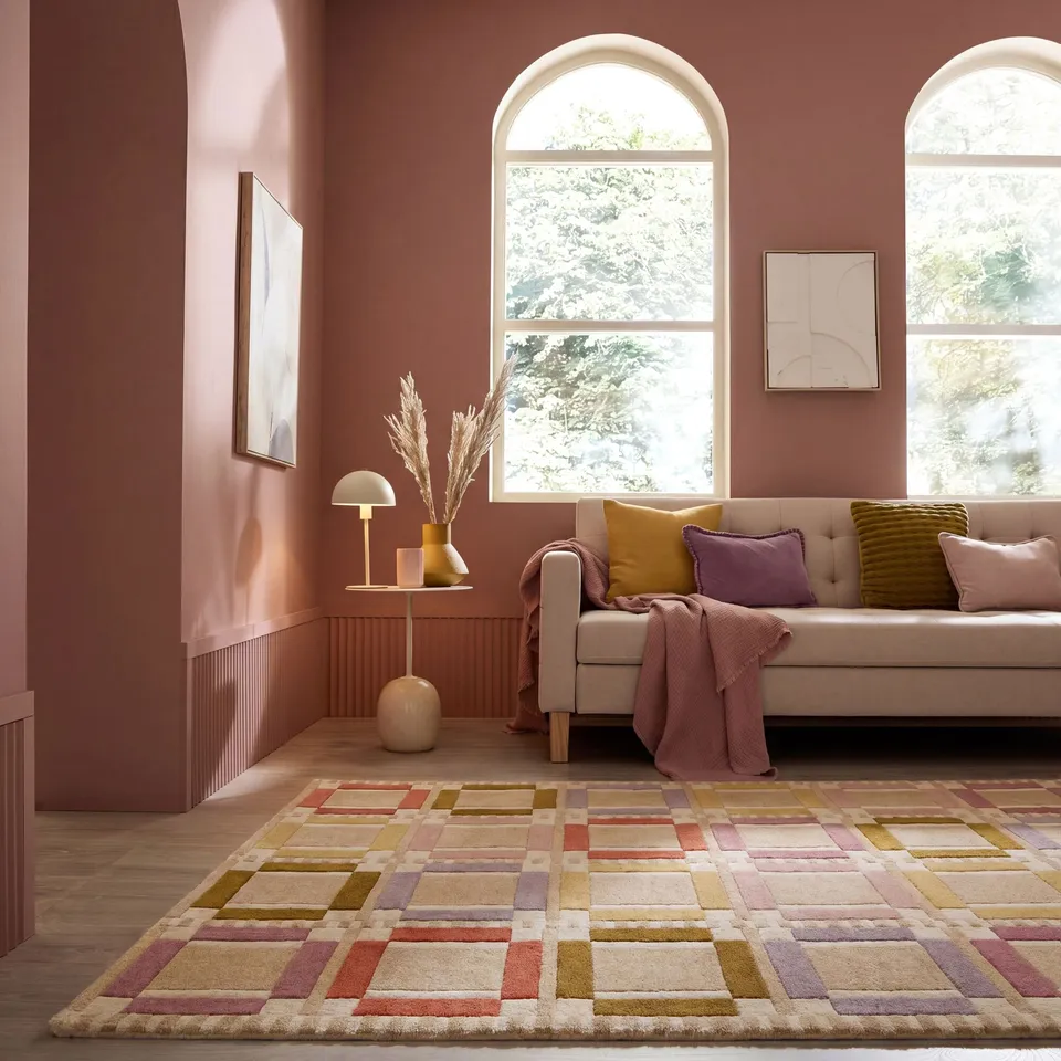 flair-rugs-quadro-checkerboard-wollteppich image 1