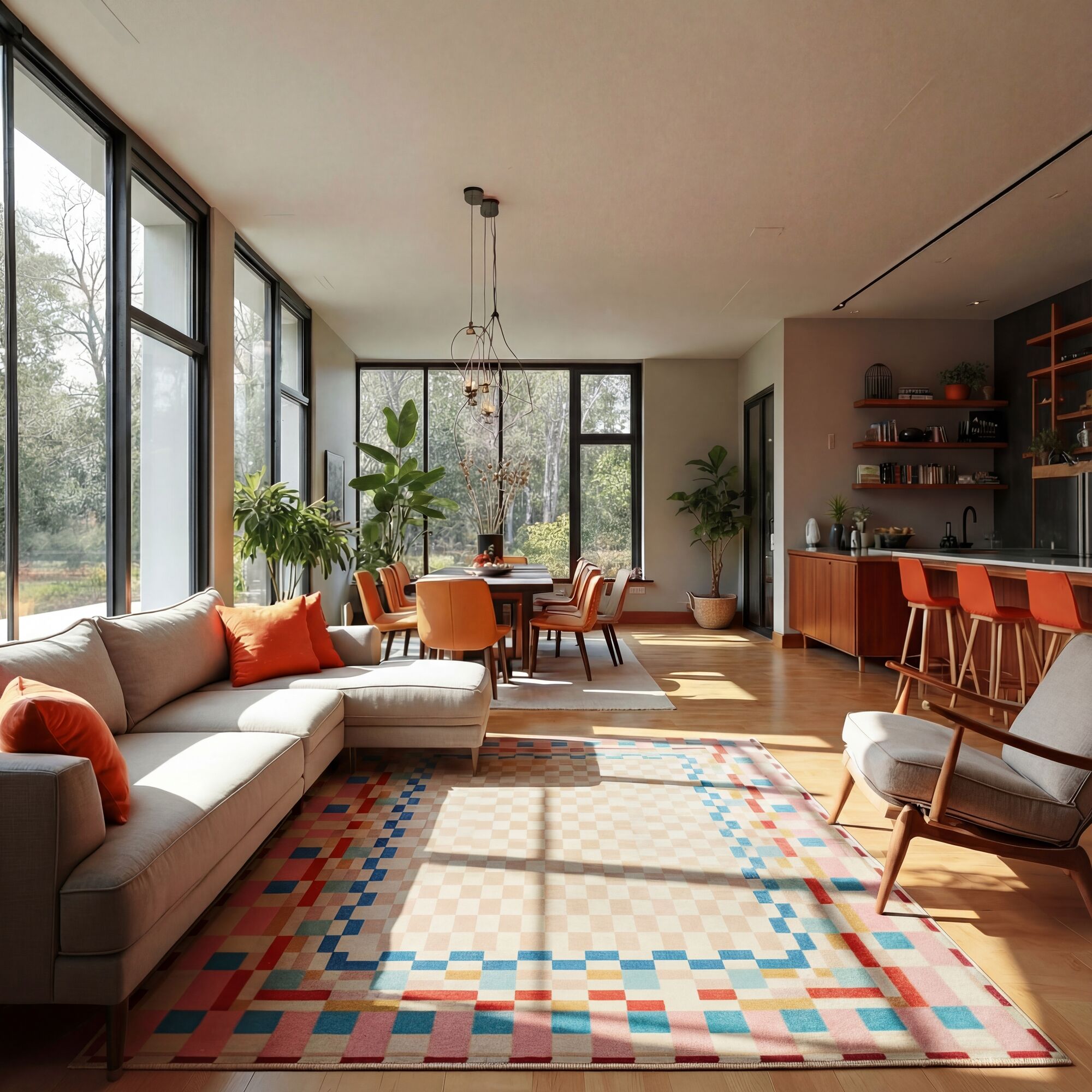 flair-rugs-checkered-border-wollmix-teppich image 1