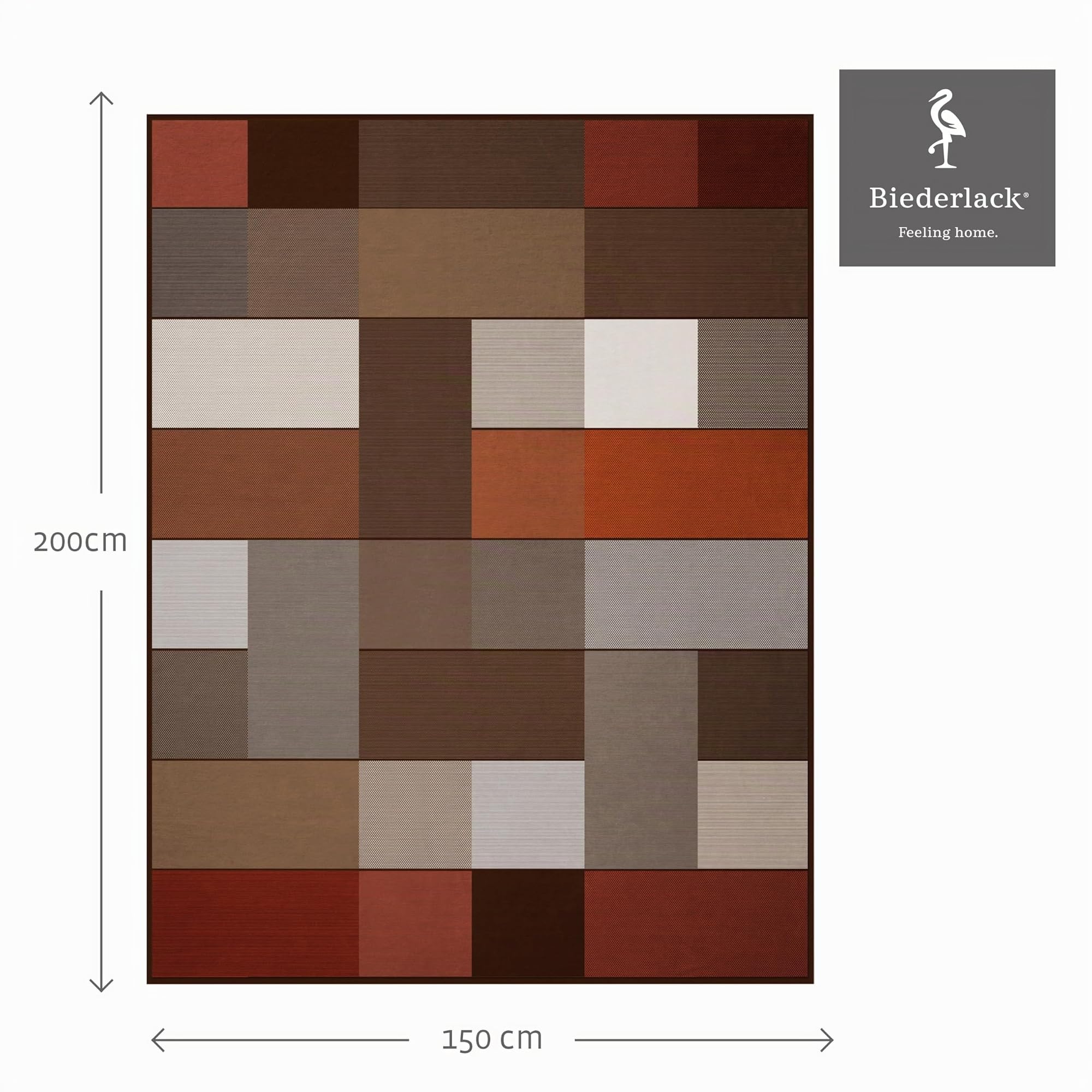 biederlack-brown-squares-kuscheldecke-150x200-cm image 2
