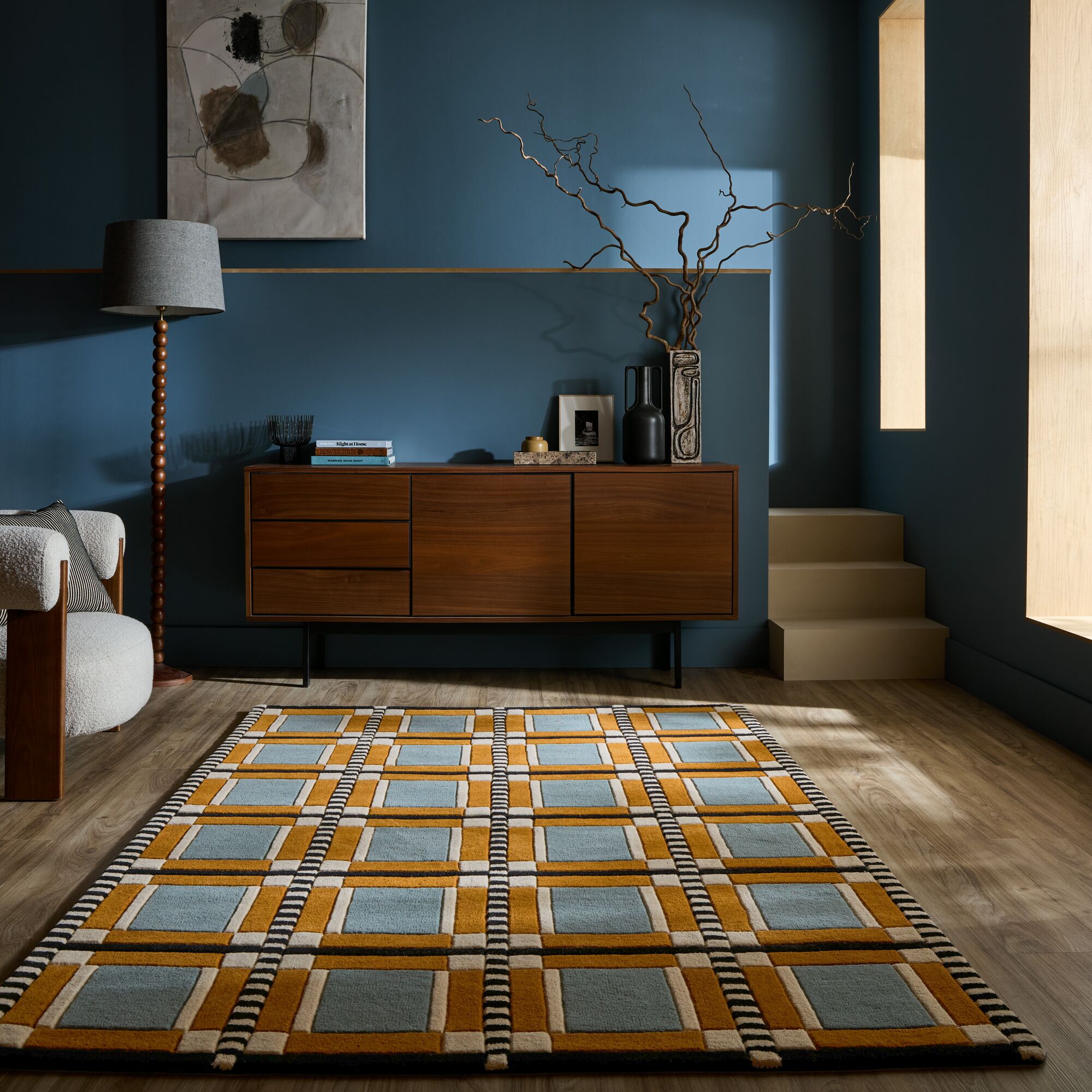 flair-rugs-quadro-checkerboard-wollteppich image 3