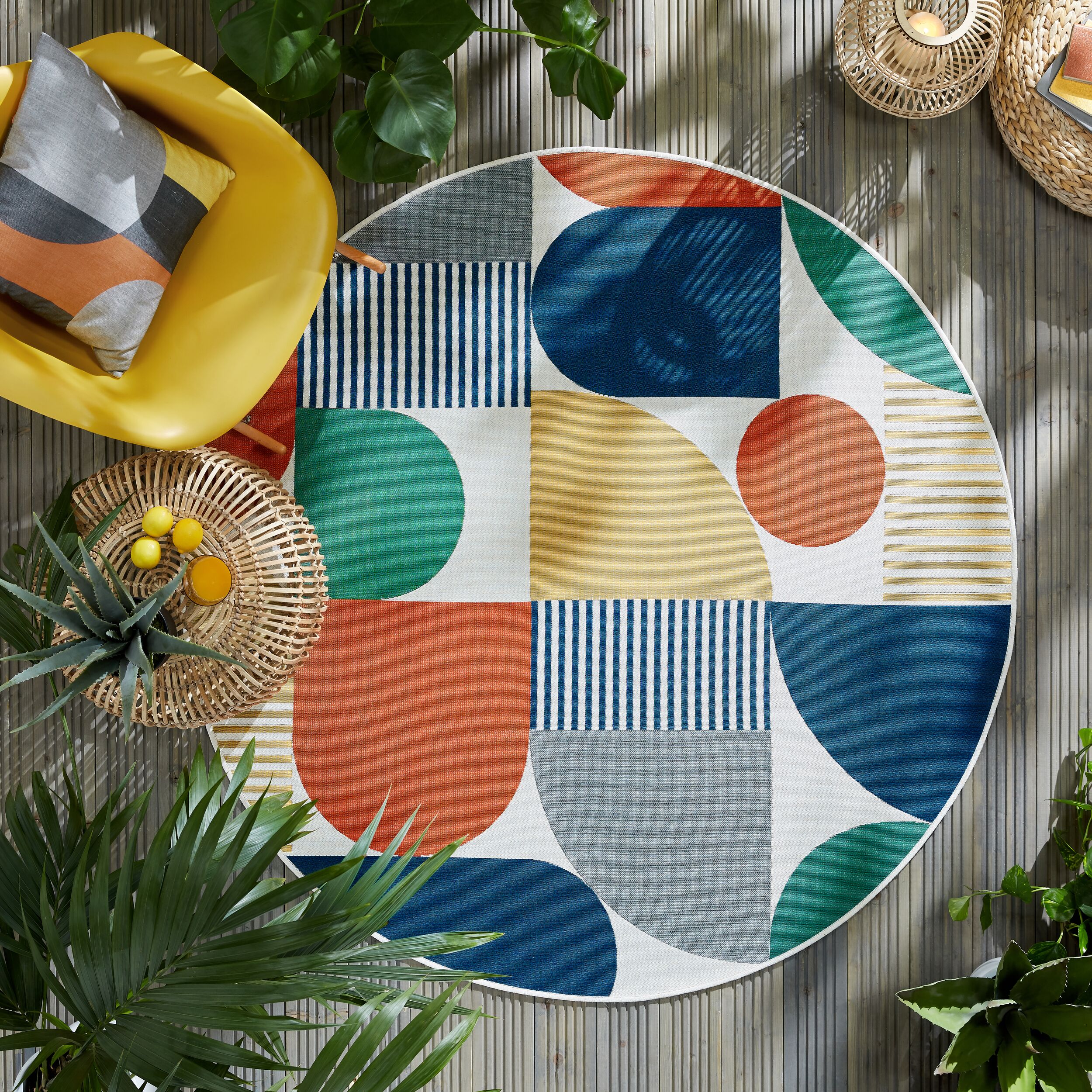 flair-rugs-geo-fusion-runder-indoor-outdoor-teppich image 1