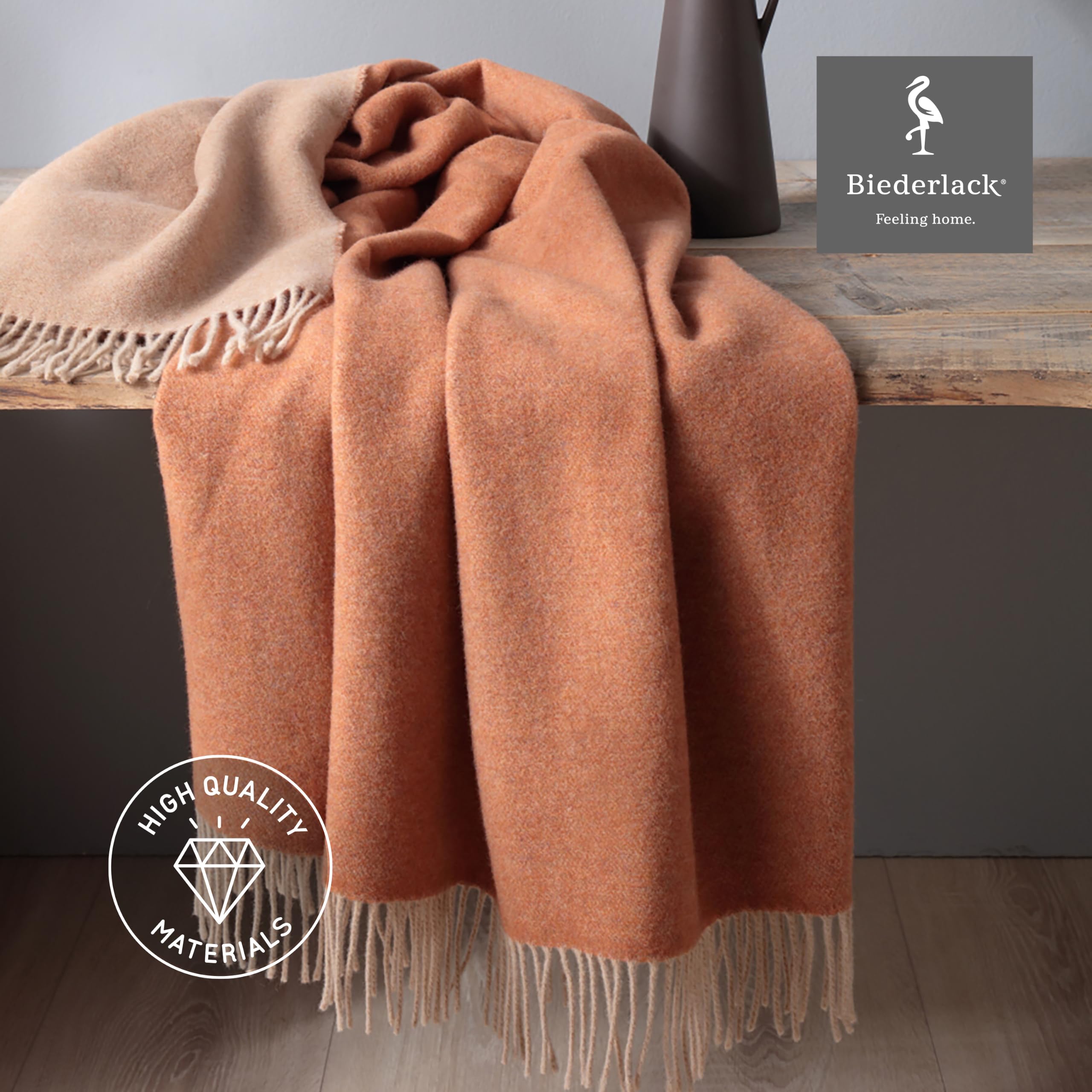 biederlack-wool-mix-orange-sand-plaid-130x170-cm image 3